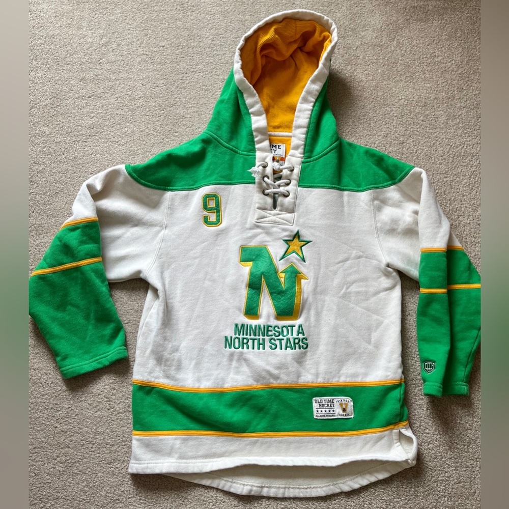 Minnesota North Stars Modano 9 Jersey Hoodie Vintage Old Time Hockey Brand Small